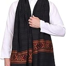 Men's Kullu Border Woven Cashmilon Gents Shawls, Muffler, Stoles for Men, 100cm x 200cm-32