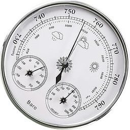 Jazzy Pearls®3-in-1 Barometer Analog Dial No Battery Round for Indoor Outdoor Silver| Kitchen, Dining & Bar | Baking Accs. & Cake Decorating |1 Piece Hygrometer Humidity Barometric Meter-image-31