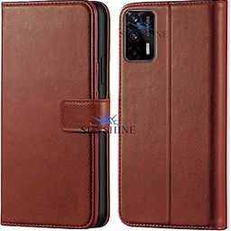 Leather Vintage Shock Proof Flip Case Back Cover for Realme-X7 Max Sport (Flexible | Leather Finish | Card Pockets Wallet & Stand |Brown)-image-95