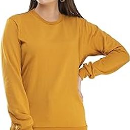 Women Regular Crew Neck Fleece Warm Sweatshirt For Winters (L,Mustard) Pack Of 1-image-18