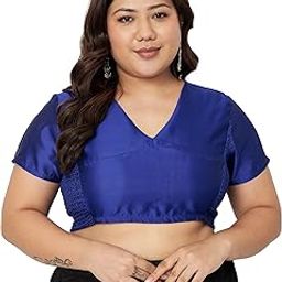 Women's Plus Size Silk Blend Stretchable Readymade Saree Blouse for Wedding Festive Party-image-9