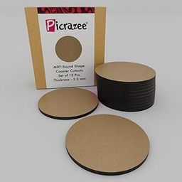 Picrazee 12 Round MDF Wooden Plates Coasters for DIY Craft, Mandala Art, Resin Art, Painting, Decoration Craft Kit (RC_12)-28