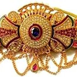 golden multicolor Traditional Rajasthani Padmavati Bajubandh/Armlet/Bajuband In Kundan And Minakari For Women And Girls-24