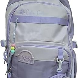 Cute Cat Backpack for Girls – Light Purple School Bag with Mini Kitty Pouch – Spacious & Lightweight – Stylish Kids Backpack for School, Travel & Daily Use-image-98