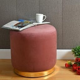 Ottoman Pouffes Sitting Mudda Puffy Stool for Living Room Dressing Table Pouf Round Footstool for Office Home Decor, 16x16x18 Inch, (GoldPatti-Drum-Wine-39)-image-52