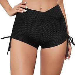 Women's Workout Yoga Shorts, High Waisted Drawstring Scrunch Booty Shorts Ruched Butt Lift Athletic Running Tights (Shorty 76)-image-38