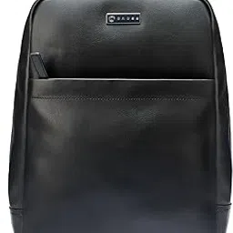 cross Leather Laptop Backpack for Men & Women | 15 inch College Bag for Boys & Girls | Lightweight Backpack Office with Splash-Proof Design & Adjustable Padded Straps - Black-picture-31