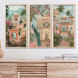 walllane -Wall Painting Madhubani Home Decoration Indian Traditional Art With Frame For Living Room Bed Room Hotel Wall Decor Digital Reprint Engineered Wood Set of 3 big frame (M) PaintingQS237-picture-1