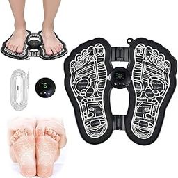 Foot Massager Pain Relief,Elecrtic EMS Massage Mat -8 Mode/16 Vibration Automatic Wireless Folding Massager (Foot Massager)-image-18