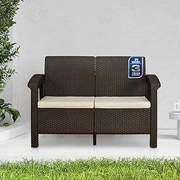 Nilkamal Goa 2 Seater Balcony Sofa with Cushion|Indoor & Outdoor Furniture | Patio Chair Two Seater | Perfect for Gardens Poolside Cafes Restaurants and Terraces | Weathered Brown-image-22