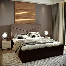 GODREJ INTERIO Glory Morf Queen Size Engineered Wood Bed with No Storage 1-Year Warranty, Brown, Cinnamon GLORYQ0018-image-16