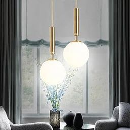 kinis KIN- 8051 Hanging Hanging Lamp/Pendant Lamp/Ceiling Light to Décor Home/Living Room/Bedroom/Office/Dining/Cafe/Restaurants, Golden, Pack of 2-image-49