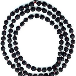 Black 5 Mukhi Rudraksha Mala Original Panch Mukha Mala 108+1 Beads for Meditation Mantra Chanting & Pooja Astrology for Men and Women-image-2
