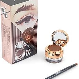 CLAMY Waterproof Gel Kajal 4g + Cake Eyeliner 9g, Long Lasting Upto 24hr, Smudge Proof (Brown)-image-63