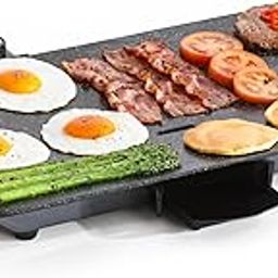 SENSCHEF 12x20 Inch PROMAX Electric Griddle, ILAG Granite Nonstick Coating, 1700W Rapid & Even Heating, 5 Temp Settings, Extra-Large Drip Tray, Easy Cleaning, Ideal for Family Gatherings, Black-26