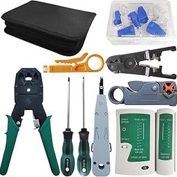 YEESON LM08-Tools Network Repair Kit, Ethernet LAN Tester, Coax Crimper Tool for RJ-45/11/12 Cat5/5e, with Plastic Connector Accessories-19