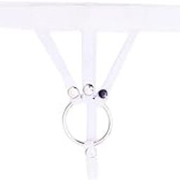 Men's G String Thongs Underwear with Mental O Ring White-image-21