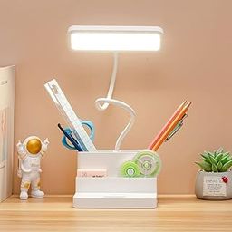 Luteti 3 Color Modes Lamp with Eye Care & Pen Holder, Reading Lamp with Flexible Gooseneck, Rechargeable Study Lamp with Adjustable Brightness & Phone Holder-12