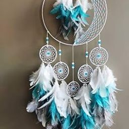 UVID Art and Craft Supplies Feather Dream Catcher (25 inch, Blue)-image-30