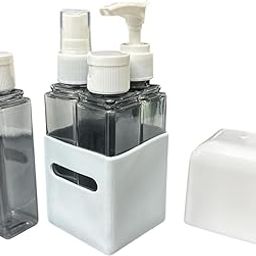 Travel Bottles Leak Proof, 4 in 1 Travel Containers for Toiletries, Refillable Plastic Bottles with Lid, Travel Accessories Shampoo Conditioner Bottles (Square)-picture-48