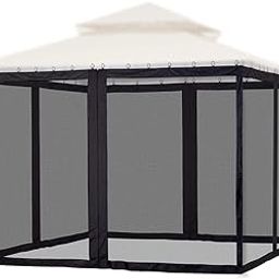 Yescom Universal Replacement Mesh Netting Screen Wall Sidewall Curtain with Zipper for 10x12ft Yard Gazebo Canopy Tent-image-64