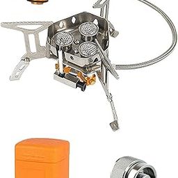 Lista Windproof Portable Backpacking Stove Burner,Piezo Ignition,Stove Adapter,Safe pipeline,High-power,Lightweight for Camping Hiking Picnic Outdoor-5800W-Plastic Storage Box-48