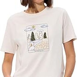 Serene Women and Girls Short Sleeves Round Neck White Embroidered Cotton Relaxed Fit T-Shirts-image-91