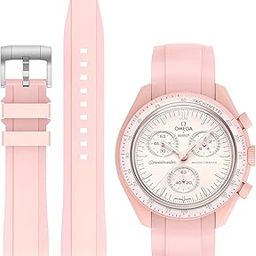 Tovimall Bands for Moonswatch Watch,Curved No Gap Silicone Strap,Compatible with Omega X Swatch Moonswatch Speedmaster 20mm Watch,Swatch Omega Moonswatch Speedmaster Watch Replacement Strap for Women-image-44