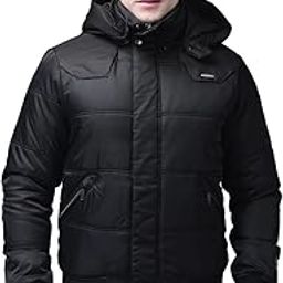 Men Black Solid Hooded – Quilted Winter with Detachable Hood, Full Sleeve Casual-image-58