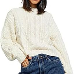 Women Acrylic Round Neck URB_N Cable Knit Crop Sweater-image-31