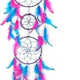 ANEMONE MART® Dream Catchers, Wall Hangings, Home Decor, Handmade Dreamcatcher for Bedroom, Balcony, Garden, Party, Cafe, SkyBlue & Pink Feathers Length 80 cm-image-88