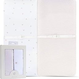 Changing Pad Cover 2 Pack - Baby Changing Pad Cover with 100% Jersey Cotton - Changing Pad Covers for Girls and Boys, Newborn Essentials (Pink Tulip & Stripes)-image-49
