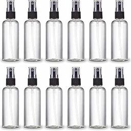 30ml Empty Plastic Transparent Refillable Fine Mist Black Spray Bottle for Saloon,Costemic, Hand Sanitizer, Toner, Perfume, Lotion, Oil, Travel use. (Pack of 12)-17