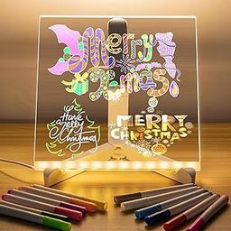NYRWANA DIY 3D Acrylic Writing Board with Pen & Light | 15x15 cm | Led Writing Pad, Writing Pad with Light, Acrylic Board, Table Lamp, Home & Office Decor Items, Gift, Personalized Led Board-12