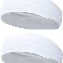 2 Pack Running Headbands for Men Sweatbands Sports Sweat Bands Workout Thin Fitness Gym Yoga Headband Men - Athletic Headbands Men Cycling Sweat Band, (White)-image-69