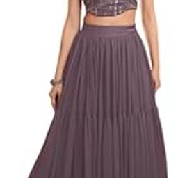 Malaika Stylish Embellished Top with Solid Skirt Elegant Mauve Designer Lehenga Set – A Perfect Blend of Tradition and Modern Glamour-image-62