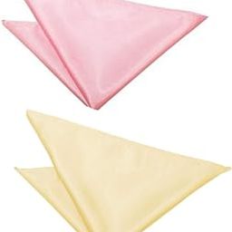 Style Along Baby Pink And Cream Premium Mens Solid Micro Fiber Silk Satin Pocket Square Wedding Handkerchiefs- Pack of 2-picture-49
