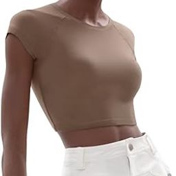 Women Square Collar Short Sleeve Basic Casual Slim T-Shirts Sexy Crop Top VX21-image-23