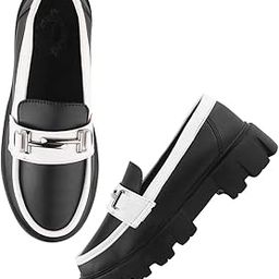 Front Buckle Detailed Black Loafers for Women & Girls-EU36-image-15