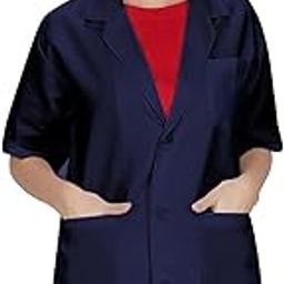 Medifiber™ Women Navy Blue Lab Coat | Poly Viscose Short Sleeves Medical Apron | 3 Pockets Apron Lab Coat, Uniform for Doctors, Nurses, Dentists | Industrial Uniform Wear-image-52