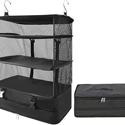 Travel Luggage Organizer,Portable Travel Shelves Bag 3 Shelves Suitcase Packing Cube Foldable Hanging Wardrobe Storage Bag Space Saving for Wardrobe Suitcase Hand Luggage-picture-17