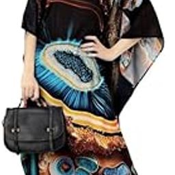 Women's Ethnic Wear Elegant Multicolor Silk Maxi Dress – Silk Sutra Women's V-Neck, 3/4 Sleeves Nightgown (STC-SILK-KAFTAN-159)-picture-54