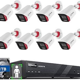 QIDOTS 8 Channel CCTV Combo Set 4K 8 MP IP Bullet Cameras with 8 Channel NVR 8pc Metal Body Bullet IP Camera ColourVu Dual Mode with 1TB Hard Disk with 8-Port POE Switch-16