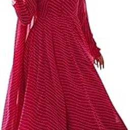 Women Floral Print Anarkali Kurta with Pant and Dupatta Set Anarkali Kurti for Women Georgette Anarkali Dress, Full Sleeve-38