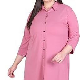 Women's Cotton Plus Size Office Wear Longline Solid Casual Shirt-image-47