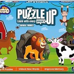 Funtad Puzzle Up - Animal Homes | Set of 10 Entry Level Puzzle | 45 Big Sized Jigsaw Pieces Designed for Tiny Hands | Educational Toy to Improve Memory and Unlock New Words for Age 3-6 yrs-16