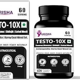 Yurisha Testo-10X Natural Strength Supplement, 60 Vegetable Capsules-image-76