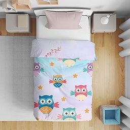 Home Plus Studios® Comforter Microfiber Reversible Day Owl Printed Toddler Size 150GSM Ac Comforter New Born Baby Blanket | Soft Light-Weight Bed All-Season Blanket 0-4 Years Kids (100 Cm x 150 Cm)-image-85