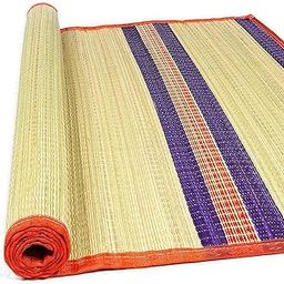 Korai Grass Floor Mat Chatai, Natural River Grass Mat for Sleeping, Traditional Chatai Mats for Home 3.5x6 feet, Multicolor-image-7