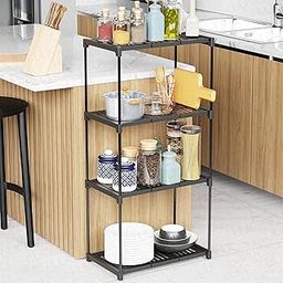 Lukzer 4 Layer Plastic & Metal Multipurpose Kitchen Organizer Rack Storage Utility Shelf Free-Standing for Living Room, Kitchen, Laundry Room, Pantry, Bathroom (86.5 x 44 x 26 cm/Black)-14